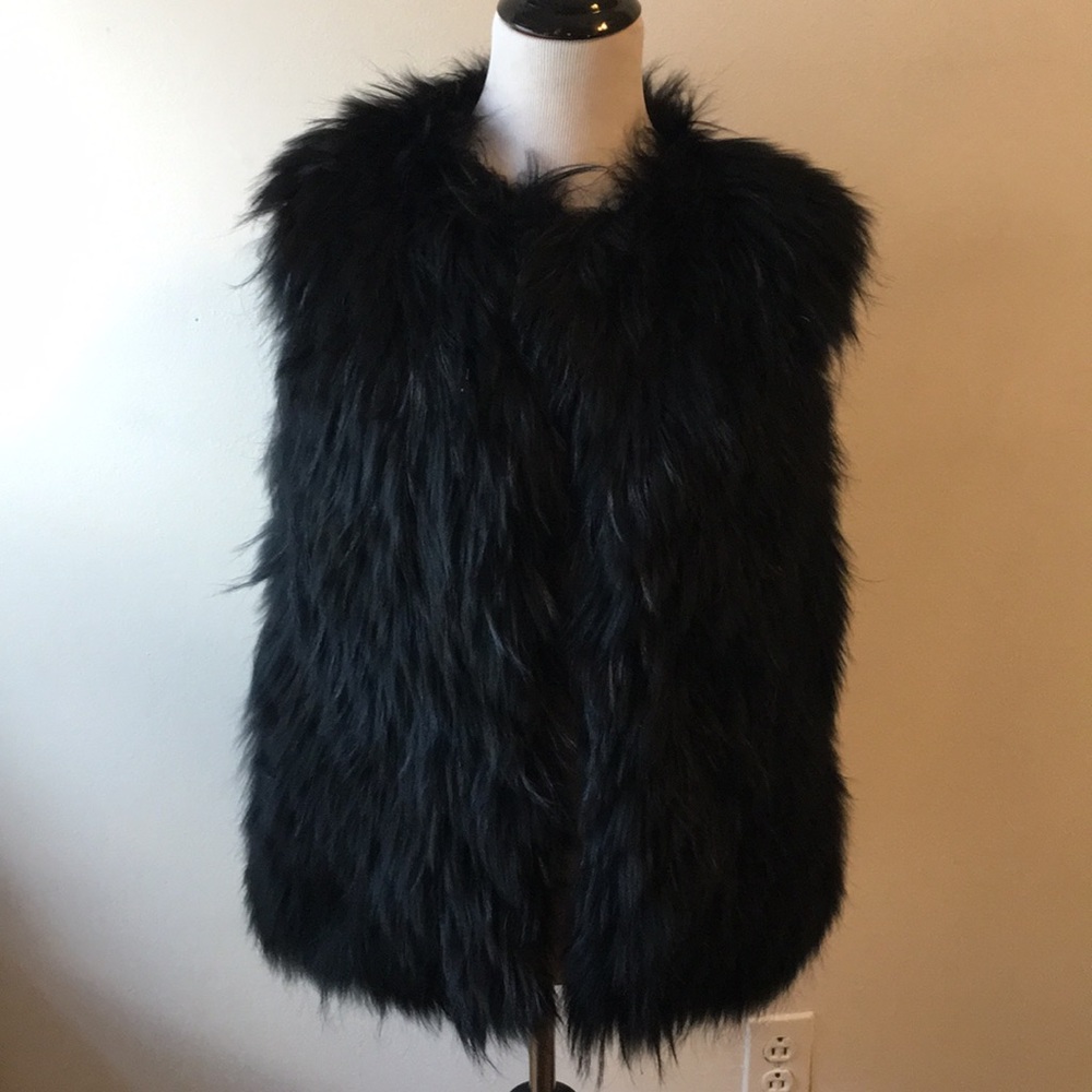 SOLD Dyed Black Raccoon Vest